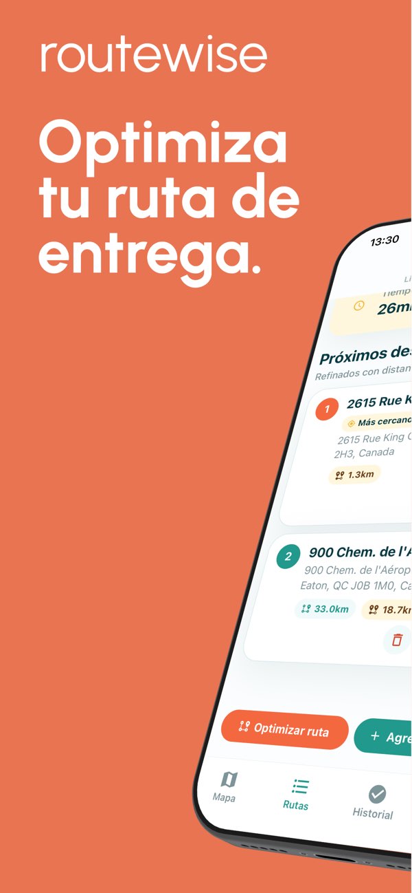 Captura de pantalla de la app RouteWise 1